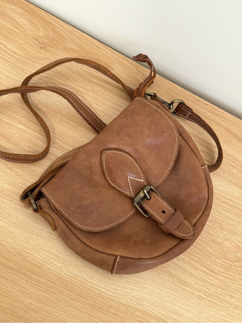 Roots Genuine Leather Brown Crossbody / Saddle Bag